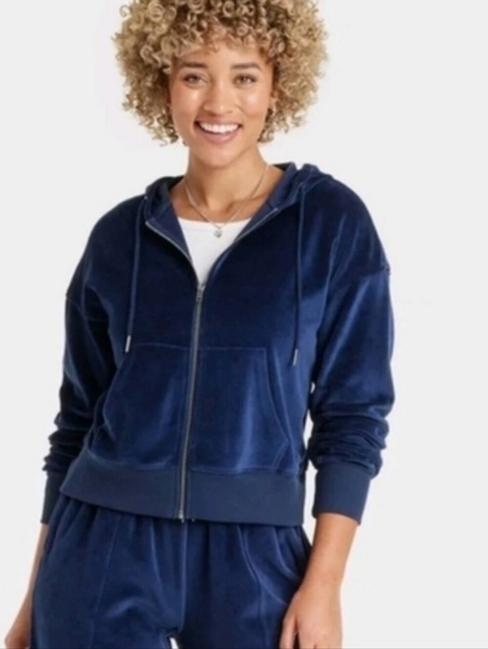 Universal Thread Retro Navy Velour Zip-Up Hoodie And Short *2 Piece Set* NWT